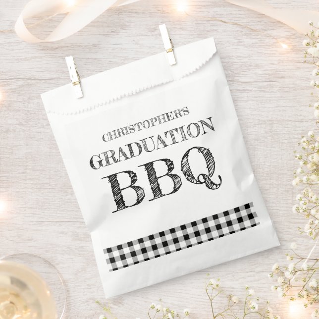 Bolsa De Papel Graduation BBQ Gingham (Cortado)