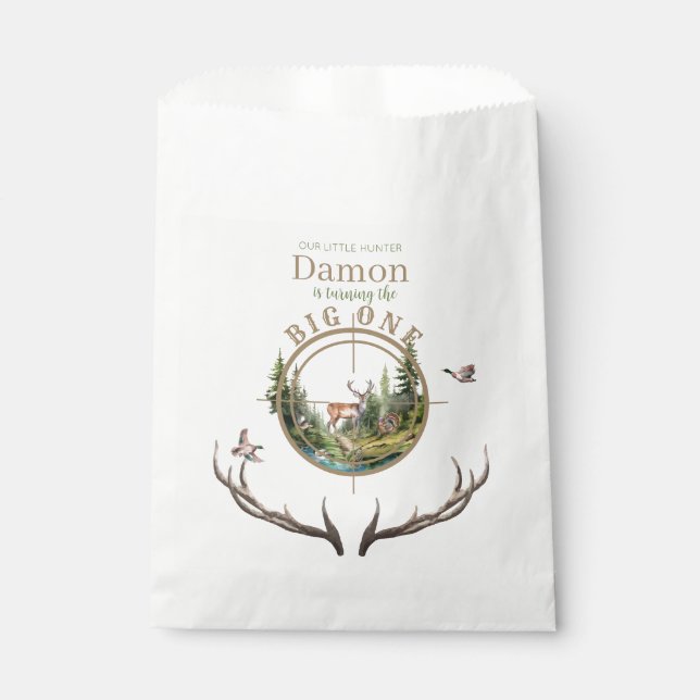 Bolsa De Papel Gran Cumpleaños de Caza del Primero (Anverso)