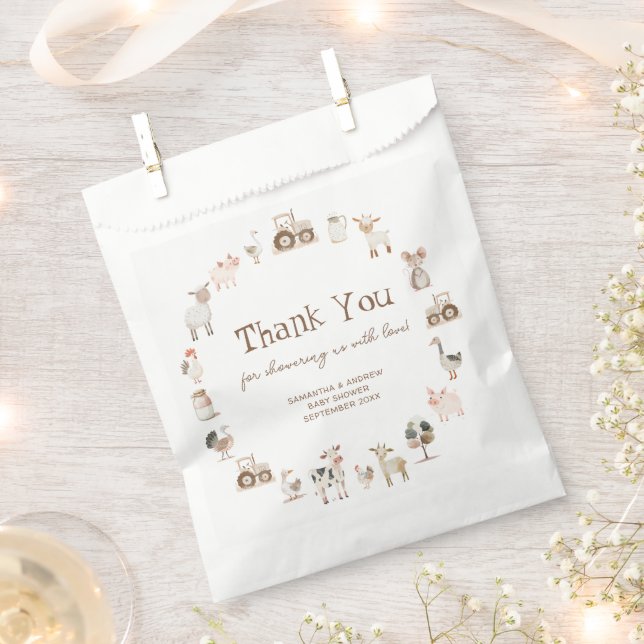 Bolsa De Papel Granja de animales Barnyard Neutral Baby Shower (Cortado)