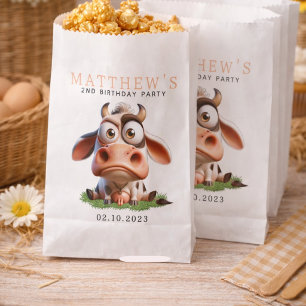 Bolsa De Papel Granja de animales de vaca linda Fiesta de cumplea