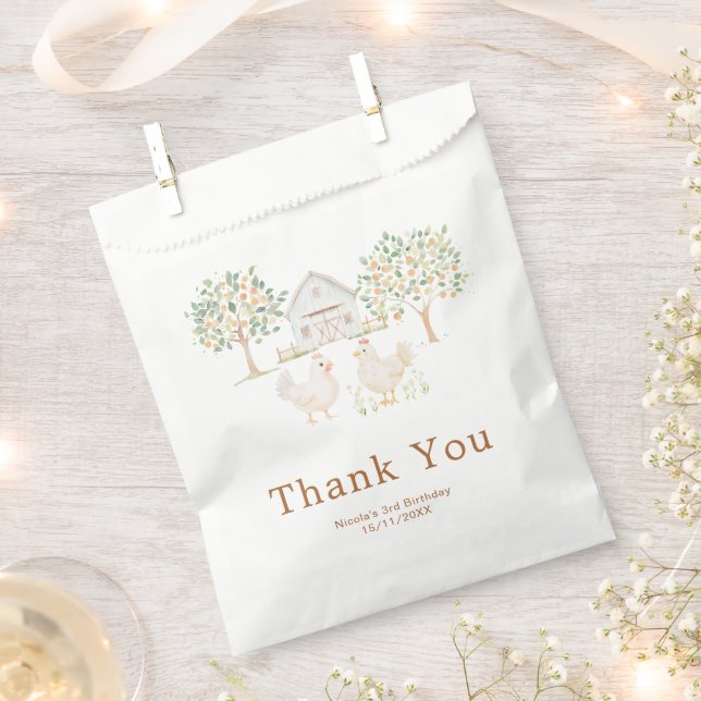 Bolsa De Papel Granja de gallinas lindas fiesta de cumpleaños en  (Cortado)