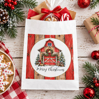 Bolsa De Papel Granja de Navidad Granero de Navidad