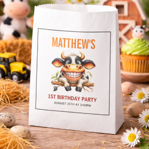 Bolsa De Papel Granja de Vaca Loca y Divertida Tema Cumpleaños 1