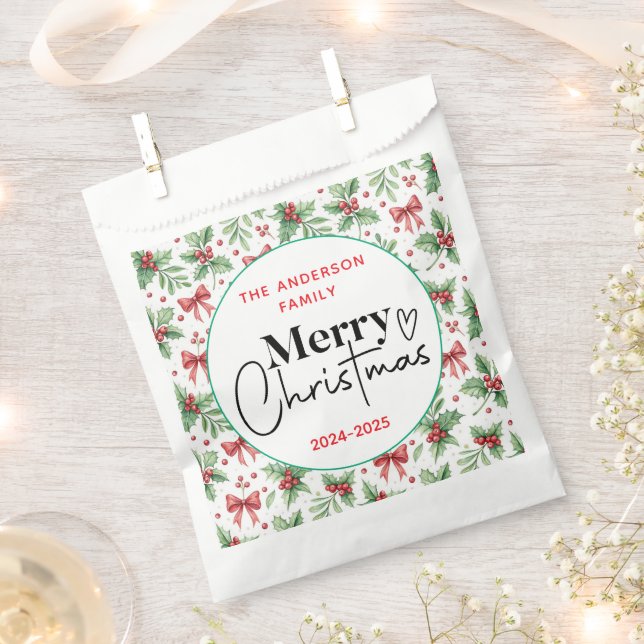 Bolsa De Papel : Grasa verde acuarela - Fiesta de Navidades festi (Cortado)