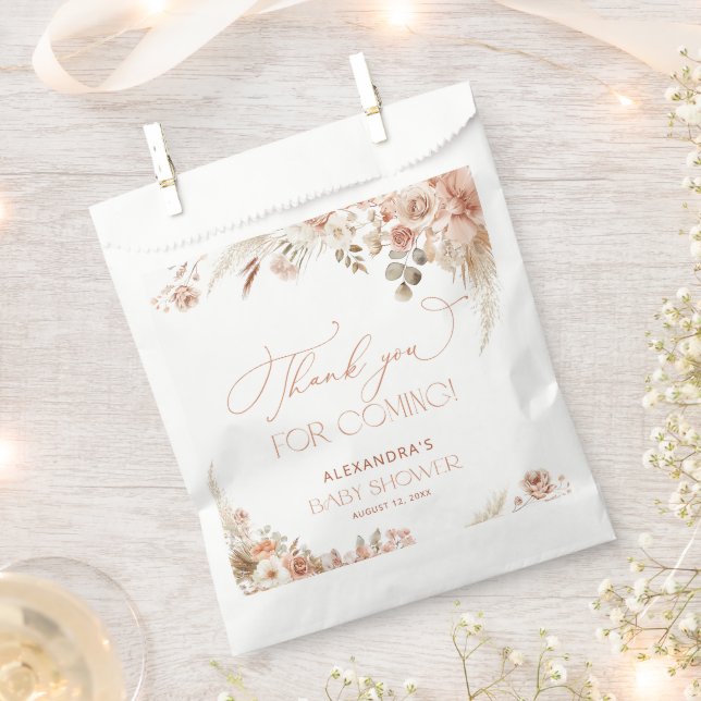 Bolsa De Papel Grass Boho Pampas Grass Baby Shower Gracias (Cortado)