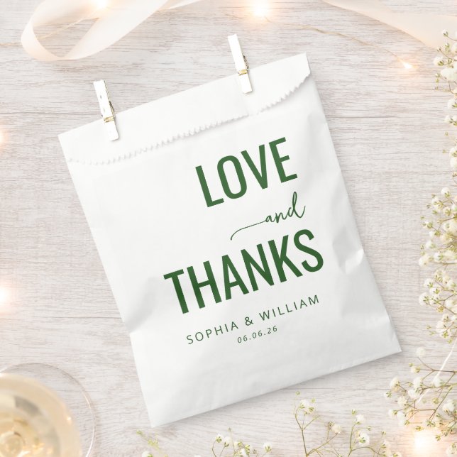 Bolsa De Papel Gratitud tipográfica verde cálido (Cortado)