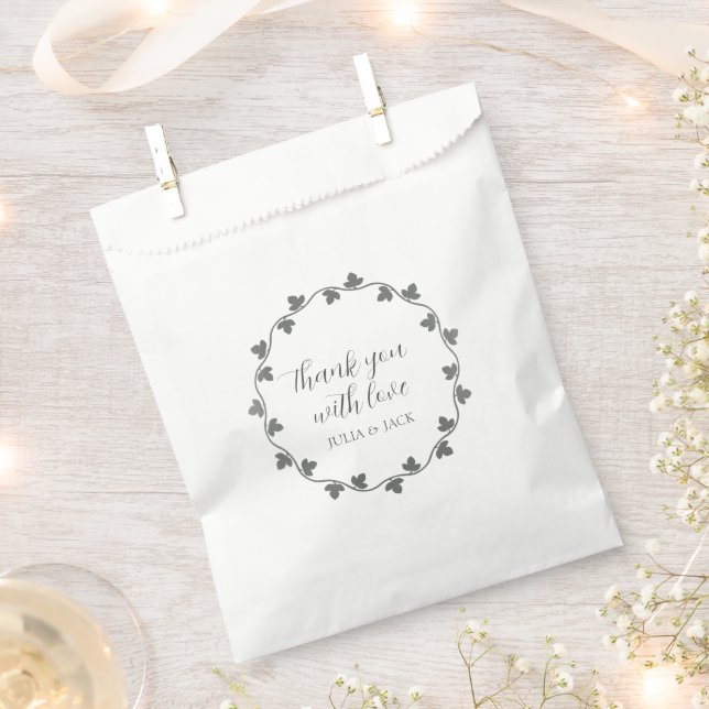 Bolsa De Papel Gray Ivy Wreath Boda personalizado gracias (Cortado)