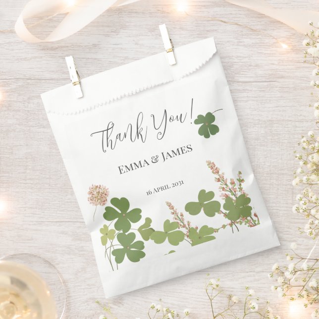 Bolsa De Papel Green Clover Leaf St Patricks Day Gracias (Cortado)
