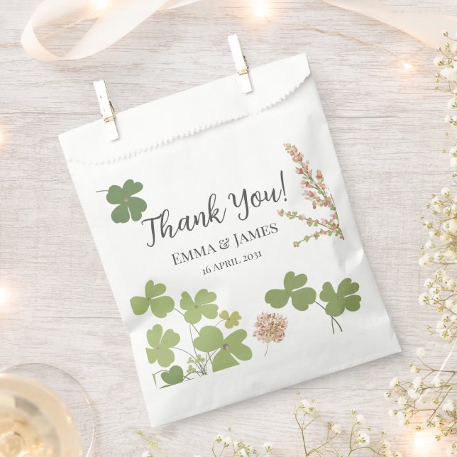 Bolsa De Papel Green Clover Leaf St Patricks Day Gracias (Cortado)