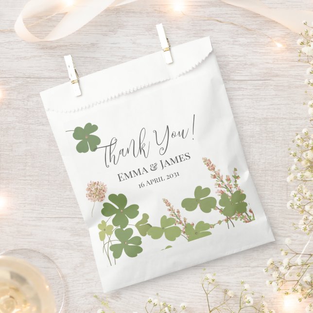 Bolsa De Papel Green Clover Leaf St Patricks Day Gracias (Cortado)