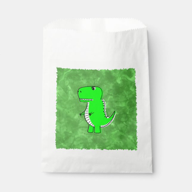 Bolsa De Papel Green Dino Watercolor Baby Shower (Anverso)