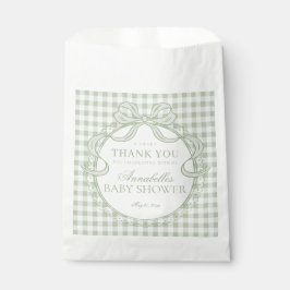 Bolsa De Papel Green Gingham Coquette Bow Baby Shower Dessert