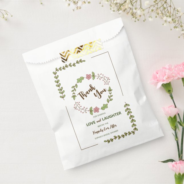 Bolsa De Papel Green Lees Pink Flower Bridal Shower (Sellado)
