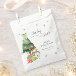 Bolsa De Papel Green Modern Winter Snowman Baby Shower