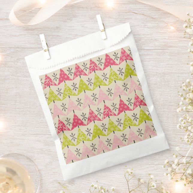 Bolsa De Papel Green & pink Christmas trees (Cortado)