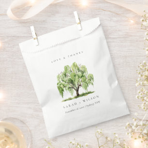 Bolsa De Papel Green Watercolor Willow Tree Farm Boda Gracias
