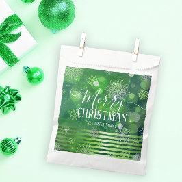 Bolsa De Papel Green Winter Wonderland con luces y partículas