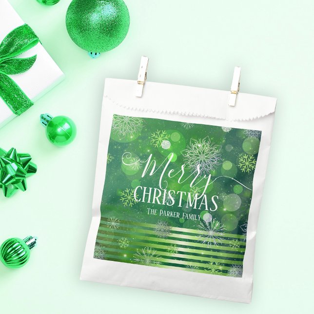 Bolsa De Papel Green Winter Wonderland con luces y partículas (Subido por el creador)