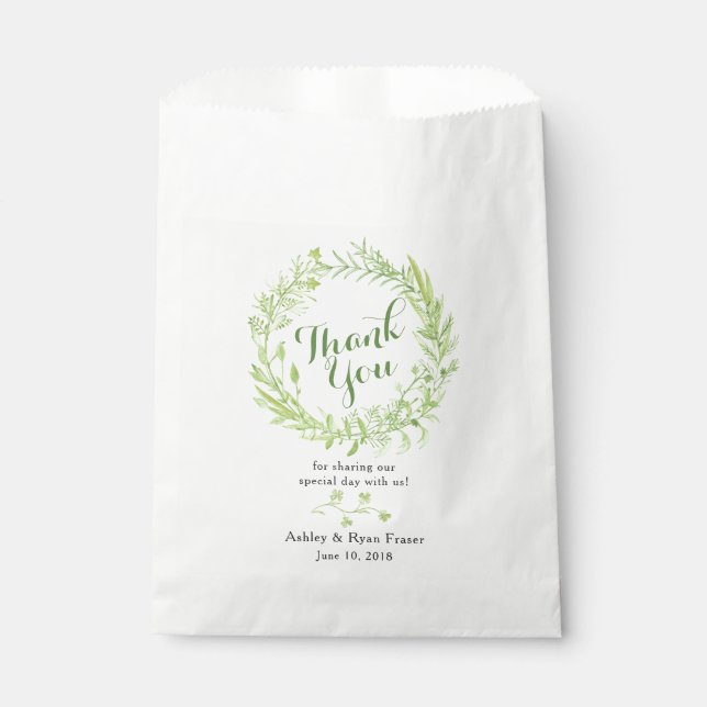 Bolsa De Papel Greeneration Floral Wreath Boda Gracias (Anverso)