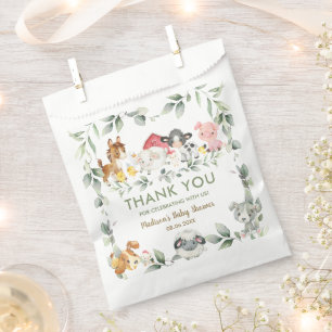 Bolsa De Papel Greenery Farm Animals Birthday Baby Shower