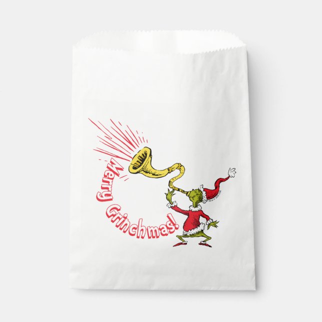 Bolsa De Papel Grinch Blowing the Merry Grinchmas Horn (Anverso)