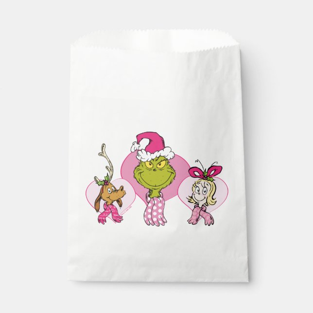 Bolsa De Papel Grinch Crew in Pink Valentine's Portrait (Anverso)