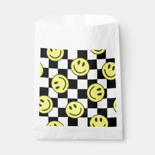 Bolsa De Papel groovía de comprobación de cara de feliz negro