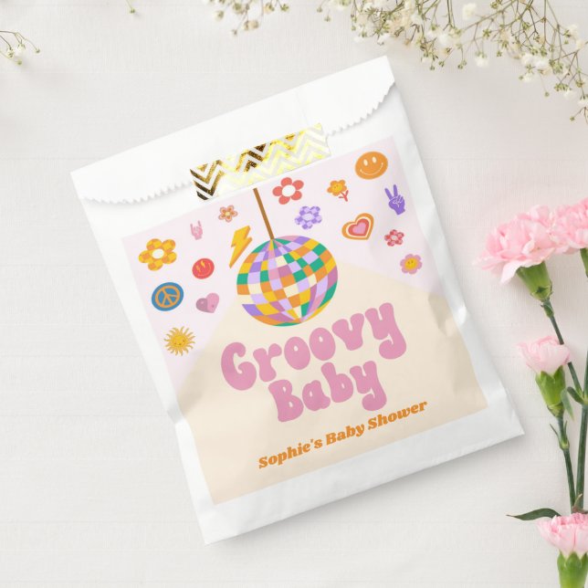 Bolsa De Papel Groovy Baby Retro 70's Disco Ball Baby Shower (Sellado)