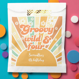 Bolsa De Papel Groovy salvaje y cuatro niños del sol retro cumple