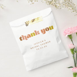 Bolsa De Papel Groovy Terracota Peach Retro Personalizado de text