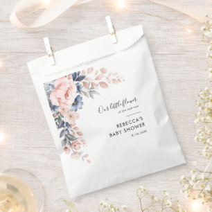 Bolsa De Papel Guión botánico rosa floral Baby Shower