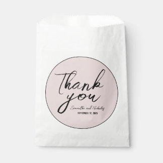 Bolsa De Papel Guión de caligrafía rosada con polvo minimalista G