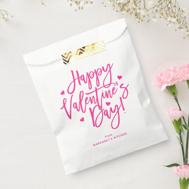 Bolsa De Papel Guión de caligrafía rosada lindo Feliz Día de San  (Sellado)