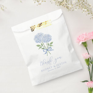 Bolsa De Papel Guión de hidrangea azul Gracias Boda personalizado