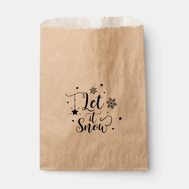 Bolsa De Papel Guión de LET IT SNOW Favor de invierno de Navidad (Anverso)