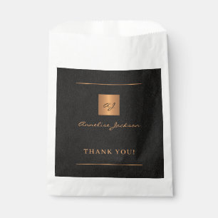 Bolsa De Papel Guión de nombre de monograma personalizado de oro 