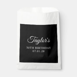 Bolsa De Papel Guión elegante blanco y negro 50 cumpleaños