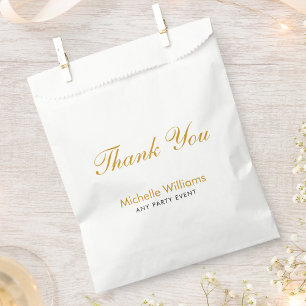 Bolsa De Papel Guión elegante de agradecimiento en oro personaliz