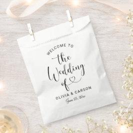 Bolsa De Papel Guión negro moderno Bienvenida Boda