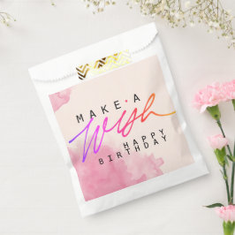 Bolsa De Papel Hacer un deseo feliz cumpleaños en rosa