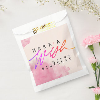 Bolsa De Papel Hacer un deseo feliz cumpleaños en rosa