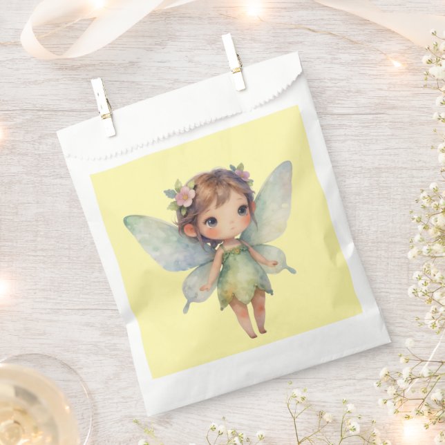 Bolsa De Papel Hada del Bosque Encantado: Sprite verde pastel (Cortado)