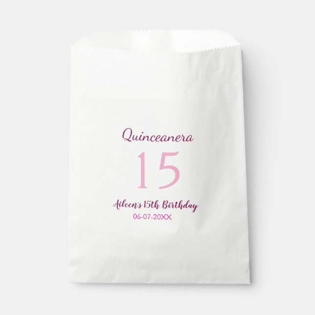 Bolsa De Papel Hadas rosadas 15 años simple moder quinceanera (Anverso)