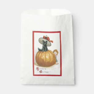 Bolsa De Papel Halloween a la vieja usanza, gato brujo