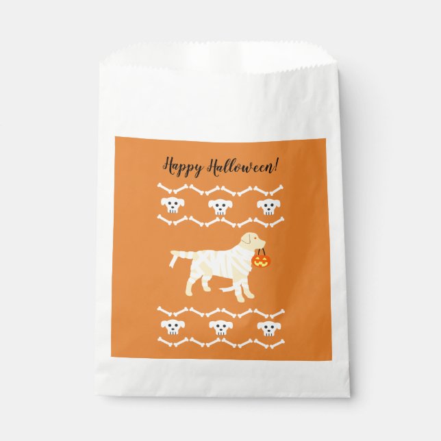 Bolsa De Papel Halloween Amarillo Labrador Mummy (Anverso)