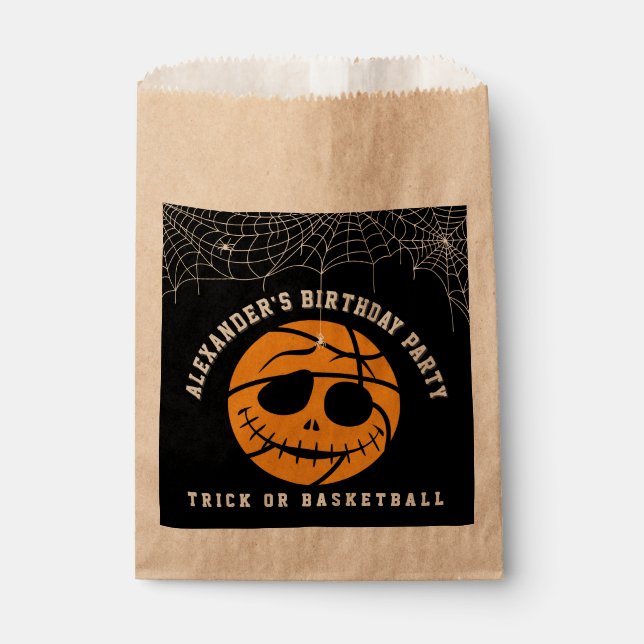 Bolsa De Papel Halloween Basket Ball Trick o Básquetbol Cumpleaño (Anverso)