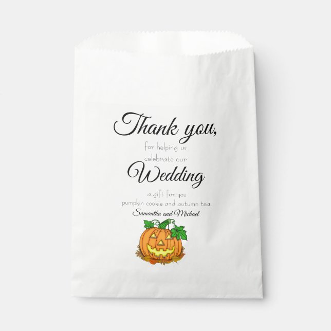 Bolsa De Papel Halloween Boda Nombres personalizados y cookies de (Anverso)