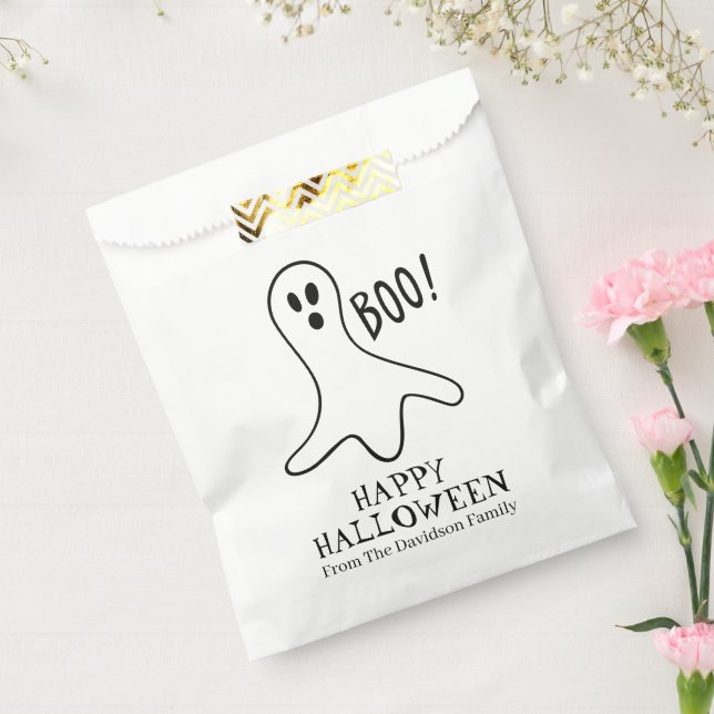 Bolsa De Papel Halloween boo personalizado fantasma negro y blanc (Sellado)