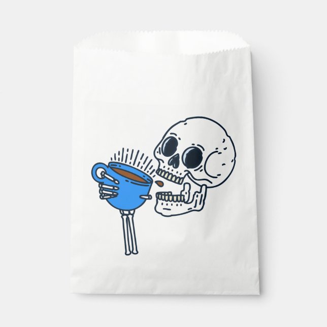 Bolsa De Papel halloween café beber esqueleto de cráneo azul (Anverso)