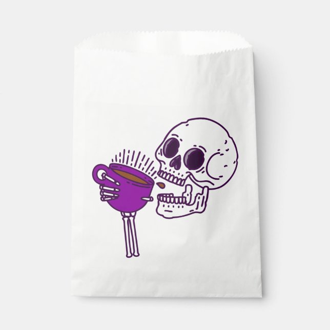 Bolsa De Papel halloween café beber esqueleto de cráneo morado (Anverso)